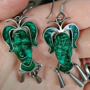 Sterling Silver South American Stone Earrings